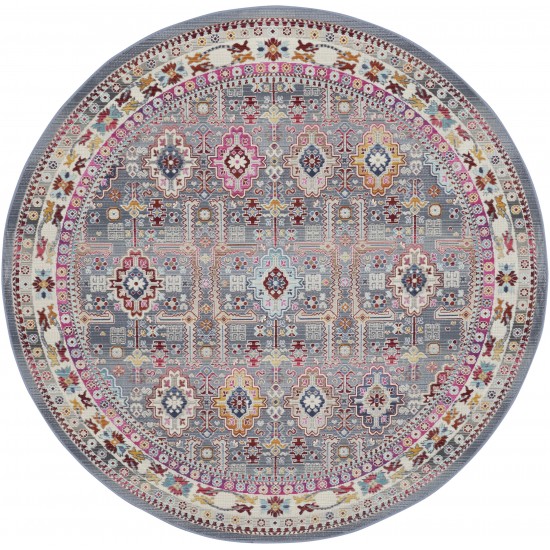 Nourison Vintage Kashan VKA05 Area Rug, Grey/Multicolor, 6' x Round