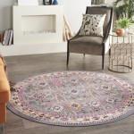 Nourison Vintage Kashan VKA05 Area Rug, Grey/Multicolor, 6' x Round