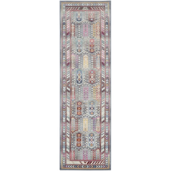 Nourison Vintage Kashan VKA06 Runner Rug, Grey/Multicolor, 2' x 6'