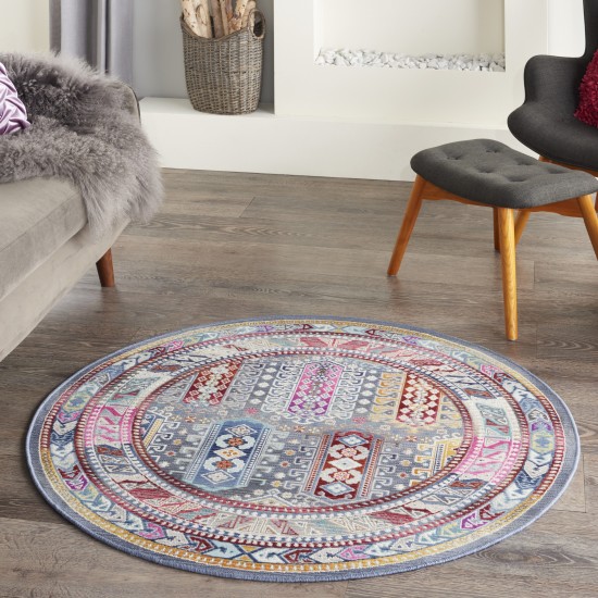 Nourison Vintage Kashan VKA06 Area Rug, Grey/Multicolor, 4' x Round