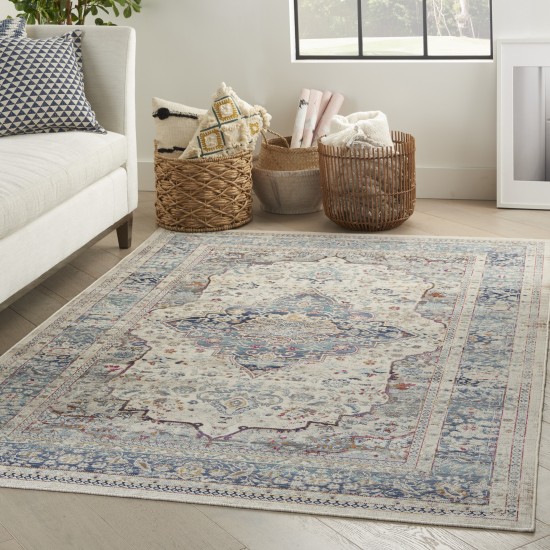 Nourison Vintage Kashan VKA07 Area Rug, Ivory/Blue, 4' x 6'