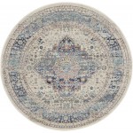 Nourison Vintage Kashan VKA07 Area Rug, Ivory/Blue, 4' x Round