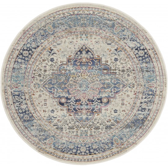 Nourison Vintage Kashan VKA07 Area Rug, Ivory/Blue, 4' x Round