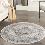 Nourison Vintage Kashan VKA07 Area Rug, Ivory/Blue, 4' x Round