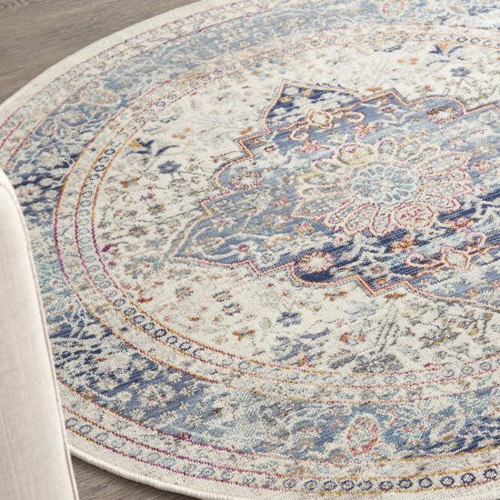 Nourison Vintage Kashan VKA07 Area Rug, Ivory/Blue, 4' x Round