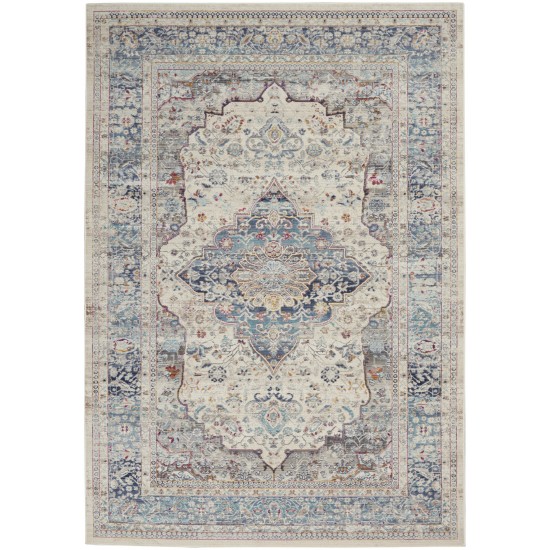 Nourison Vintage Kashan VKA07 Area Rug, Ivory/Blue, 5'3" x 7'10"