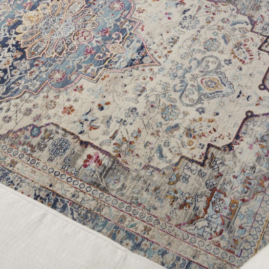 Nourison Vintage Kashan VKA07 Area Rug, Ivory/Blue, 5'3" x 7'10"