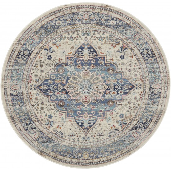 Nourison Vintage Kashan VKA07 Area Rug, Ivory/Blue, 6' x Round