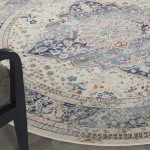 Nourison Vintage Kashan VKA07 Area Rug, Ivory/Blue, 6' x Round
