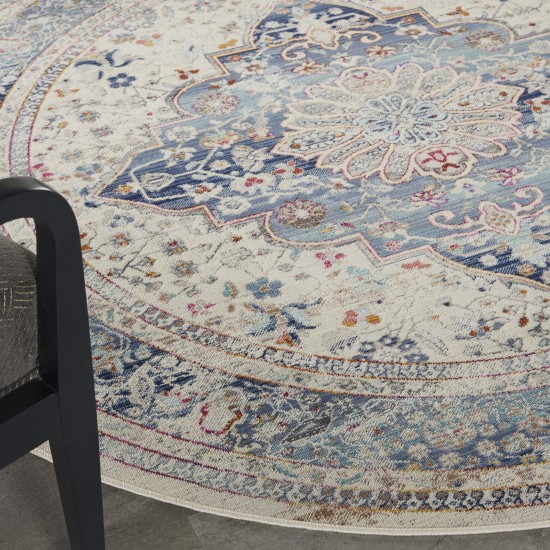 Nourison Vintage Kashan VKA07 Area Rug, Ivory/Blue, 6' x Round