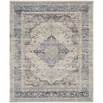 Nourison Vintage Kashan VKA07 Area Rug, Ivory/Blue, 7'10" x 9'10"
