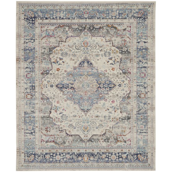 Nourison Vintage Kashan VKA07 Area Rug, Ivory/Blue, 7'10" x 9'10"