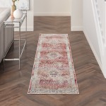 Nourison Vintage Kashan VKA07 Runner Rug, Red/Ivory, 2' x 6'