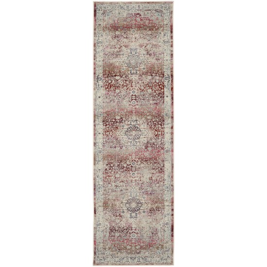 Nourison Vintage Kashan VKA07 Runner Rug, Red/Ivory, 2'4" x 8'