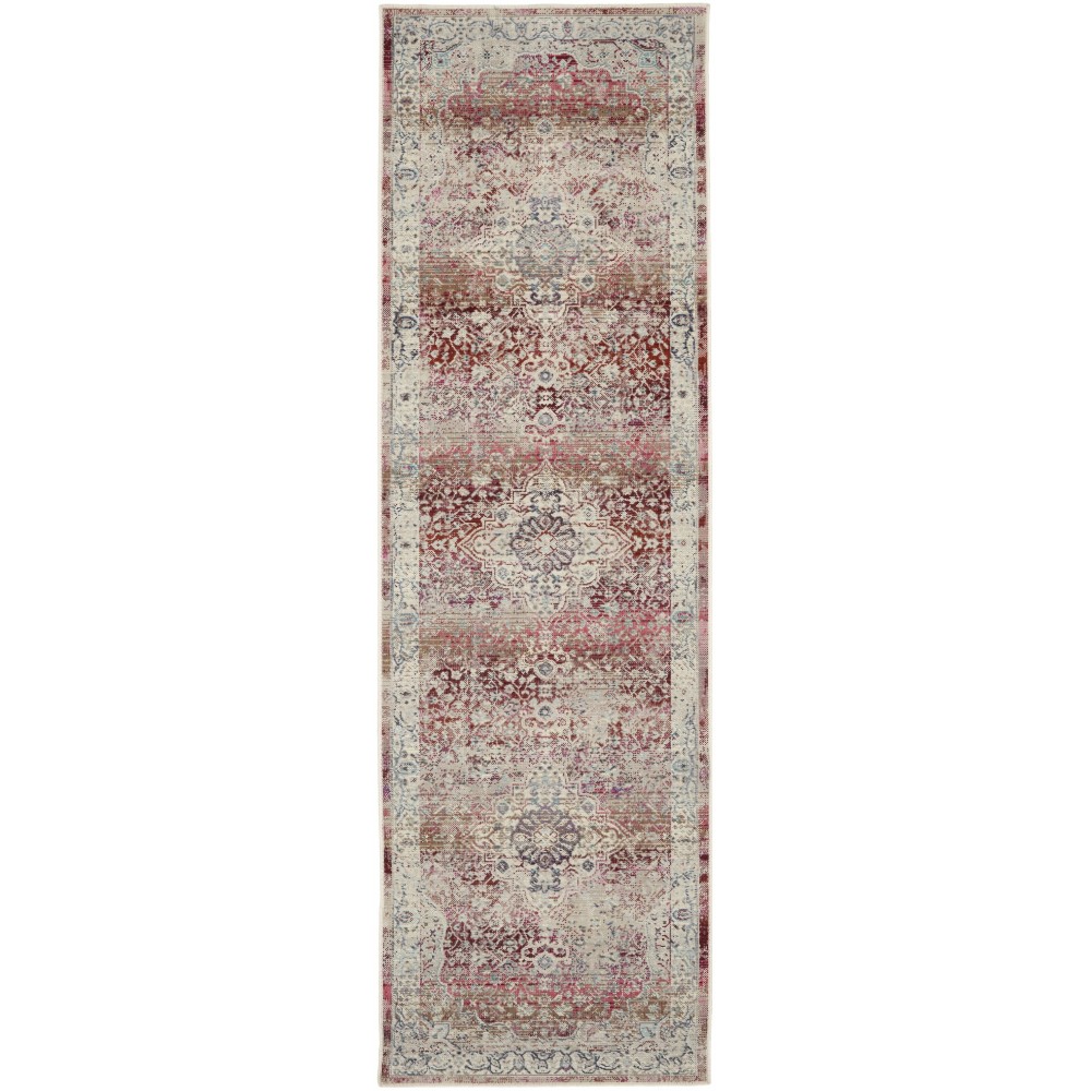 Nourison Vintage Kashan VKA07 Runner Rug, Red/Ivory, 2'4" x 8'