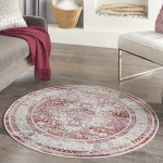 Nourison Vintage Kashan VKA07 Area Rug, Red/Ivory, 4' x Round