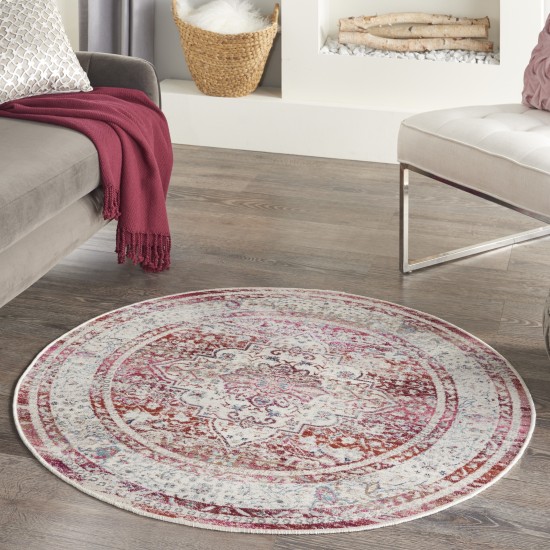 Nourison Vintage Kashan VKA07 Area Rug, Red/Ivory, 4' x Round