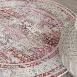 Nourison Vintage Kashan VKA07 Area Rug, Red/Ivory, 4' x Round