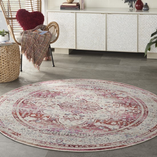 Nourison Vintage Kashan VKA07 Area Rug, Red/Ivory, 6' x Round