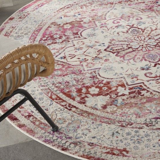 Nourison Vintage Kashan VKA07 Area Rug, Red/Ivory, 6' x Round