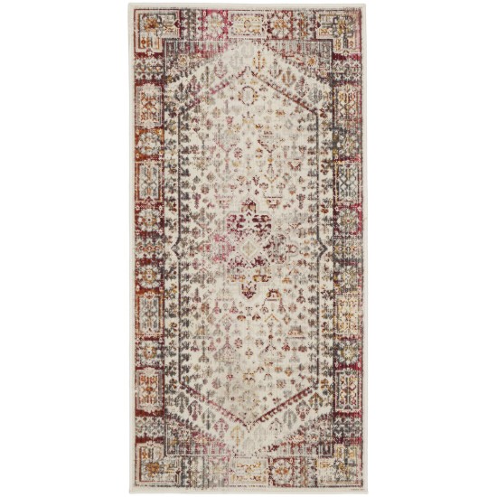 Nourison Vintage Kashan VKA08 Runner Rug, Ivory/Red, 2' x 4'