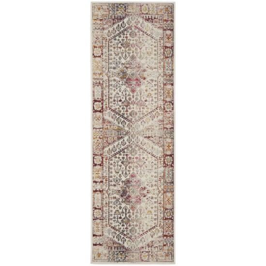 Nourison Vintage Kashan VKA08 Runner Rug, Ivory/Red, 2' x 6'