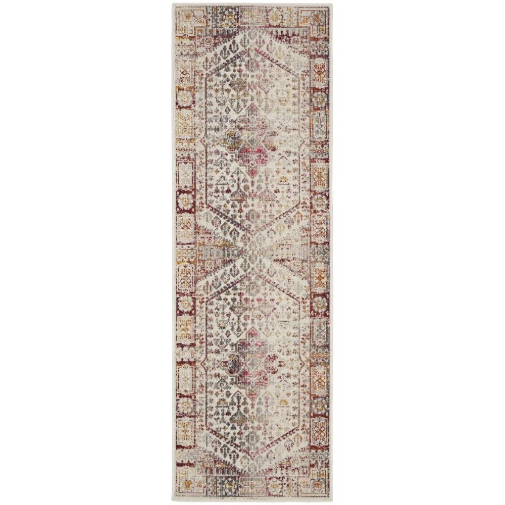 Nourison Vintage Kashan VKA08 Runner Rug, Ivory/Red, 2' x 6'