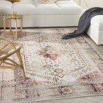 Nourison Vintage Kashan VKA08 Area Rug, Ivory/Red, 4' x 6'