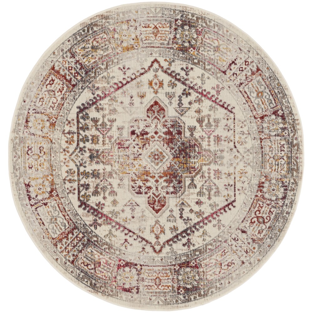 Nourison Vintage Kashan VKA08 Area Rug, Ivory/Red, 4' x Round