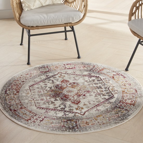 Nourison Vintage Kashan VKA08 Area Rug, Ivory/Red, 4' x Round