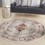 Nourison Vintage Kashan VKA08 Area Rug, Ivory/Red, 6' x Round