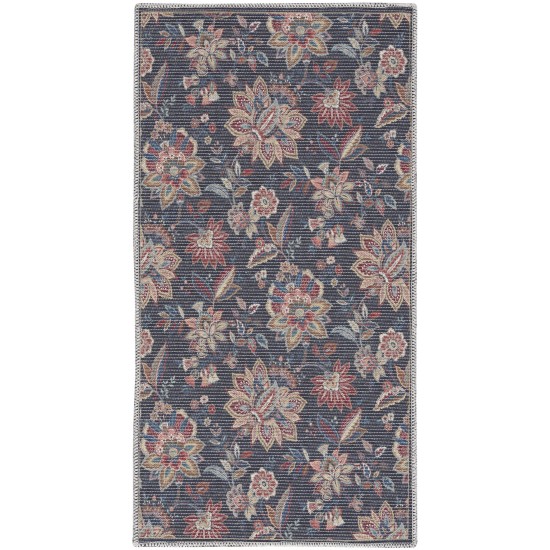 Waverly Washables Collection WAW01 Area Rug, Charcoal, 2' x 3'9"