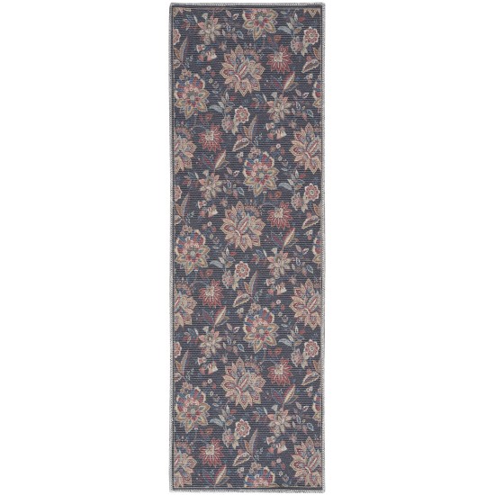 Waverly Washables Collection WAW01 Runner Rug, Charcoal, 2' x 6'