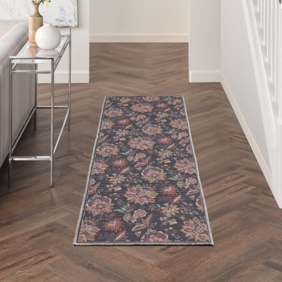 Waverly Washables Collection WAW01 Runner Rug, Charcoal, 2' x 6'