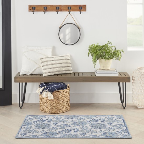 Waverly Washables Collection WAW01 Area Rug, Ivory/Blue, 2' x 3'9"