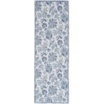 Waverly Washables Collection WAW01 Runner Rug, Ivory/Blue, 2' x 6'