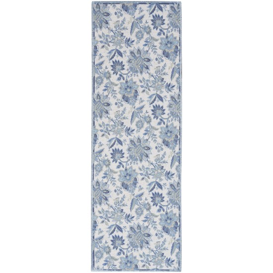 Waverly Washables Collection WAW01 Runner Rug, Ivory/Blue, 2' x 6'