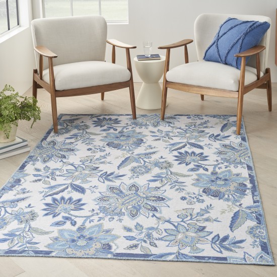 Waverly Washables Collection WAW01 Area Rug, Ivory/Blue, 4' x 6'