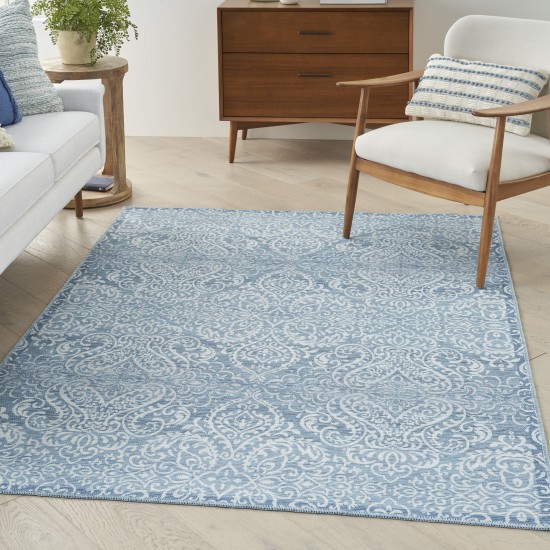 Waverly Washables Collection WAW03 Area Rug, Aqua, 4' x 6'