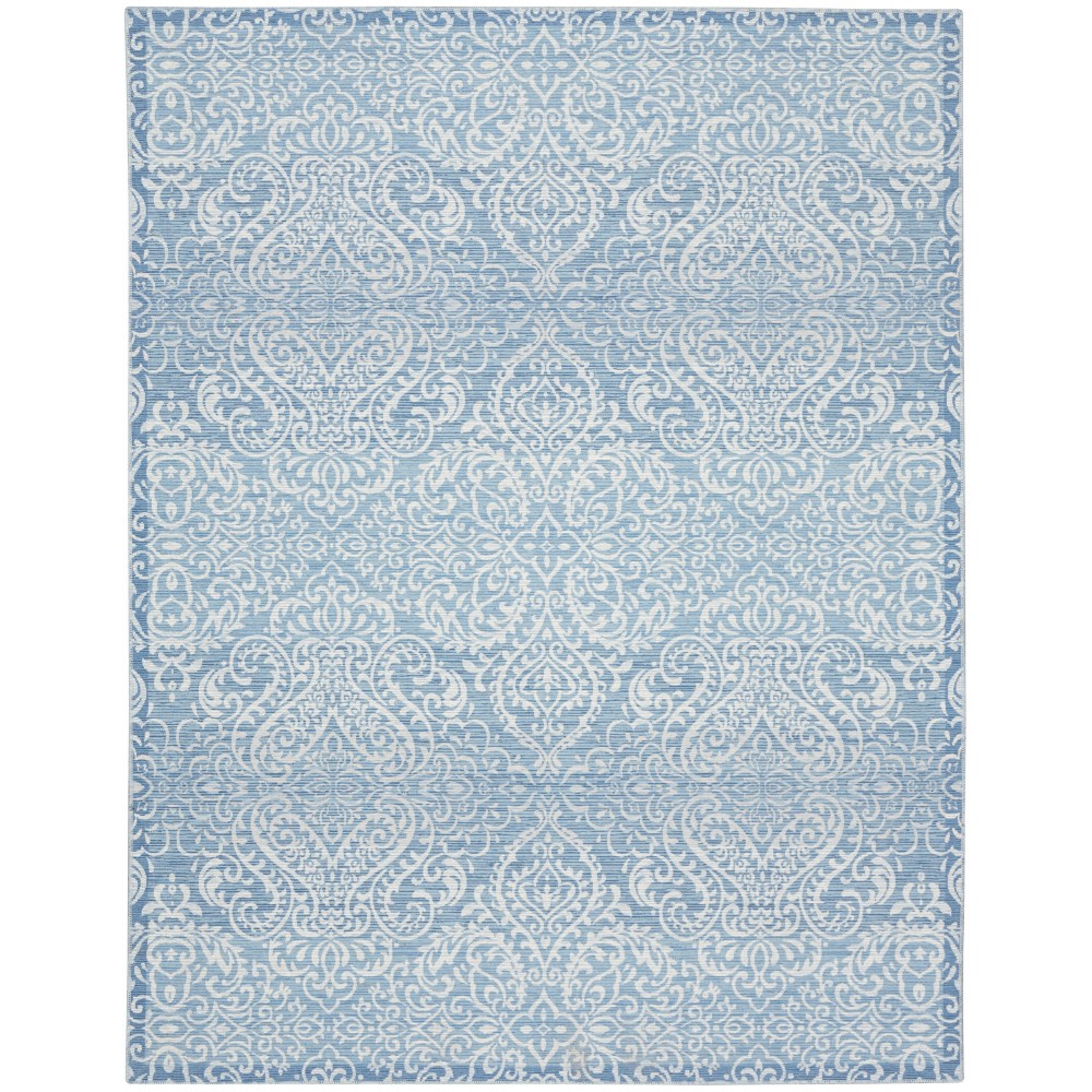 Waverly Washables Collection WAW03 Area Rug, Aqua, 7'10" x 9'10"