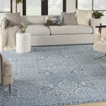 Waverly Washables Collection WAW03 Area Rug, Aqua, 7'10" x 9'10"