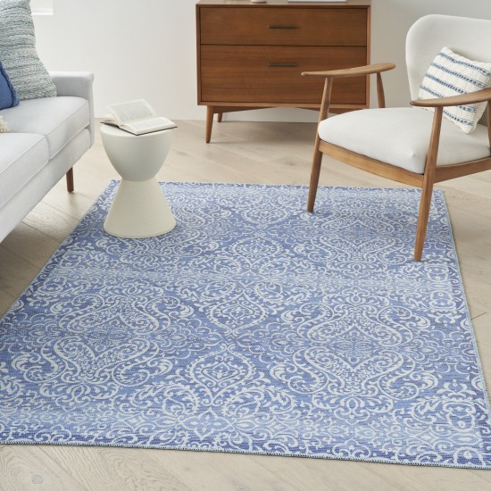 Waverly Washables Collection WAW03 Area Rug, Blue, 5'3" x 7'3"