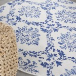 Nourison Whimsicle WHS01 Area Rug, Ivory/Navy, 5' x Round