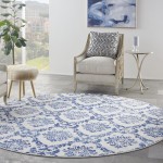 Nourison Whimsicle WHS01 Area Rug, Ivory/Navy, 8' x Round