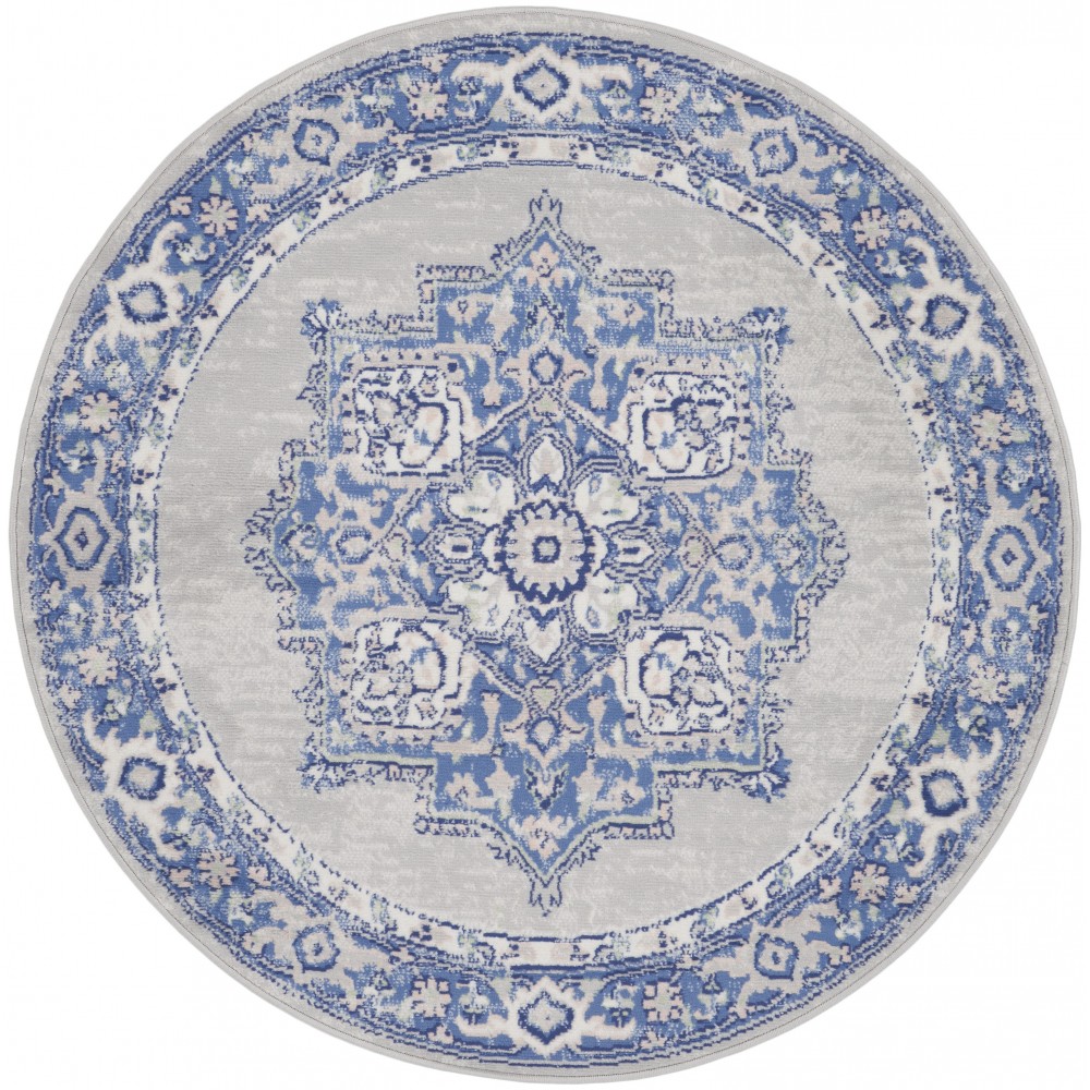 Nourison Whimsicle WHS03 Area Rug, Grey/Blue, 5' x Round