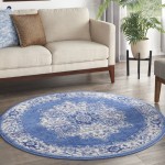 Nourison Whimsicle WHS03 Area Rug, Navy, 5' x Round