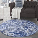 Nourison Whimsicle WHS07 Area Rug, Ivory/Navy, 5' x Round