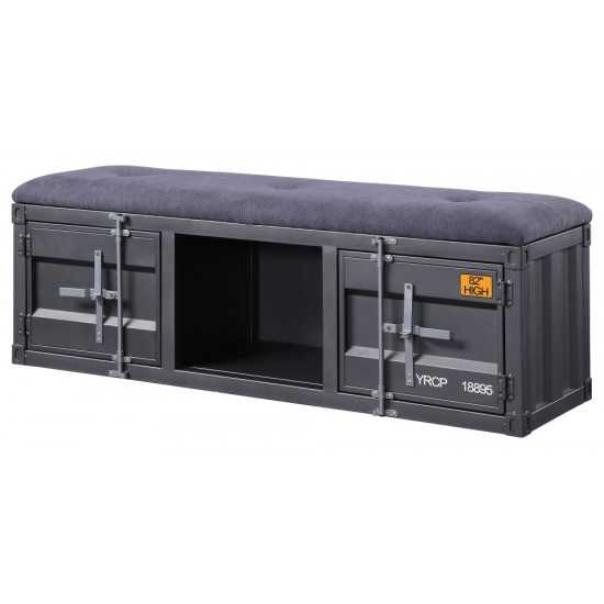 ACME Cargo Bench (Storage), Gray Fabric & Gunmetal