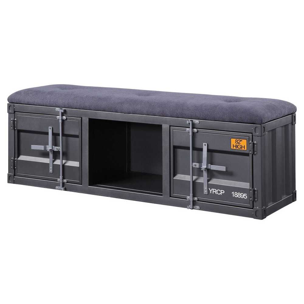 ACME Cargo Bench (Storage), Gray Fabric & Gunmetal