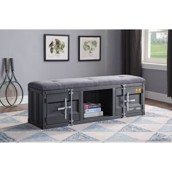 ACME Cargo Bench (Storage), Gray Fabric & Gunmetal